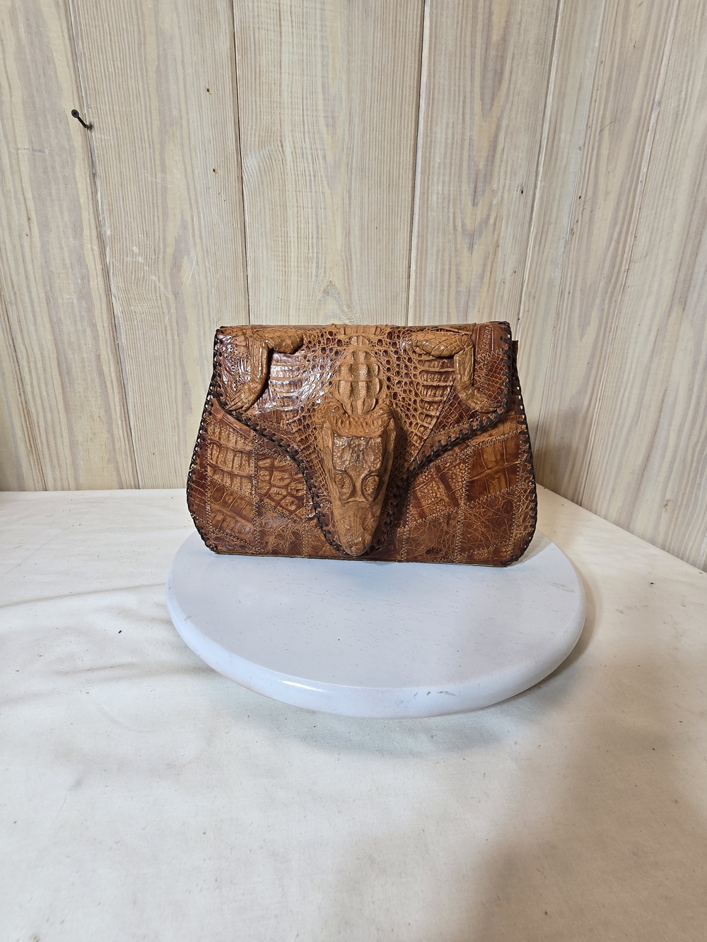 Vintage 1950s Taxidermy Leather Aligator Purse